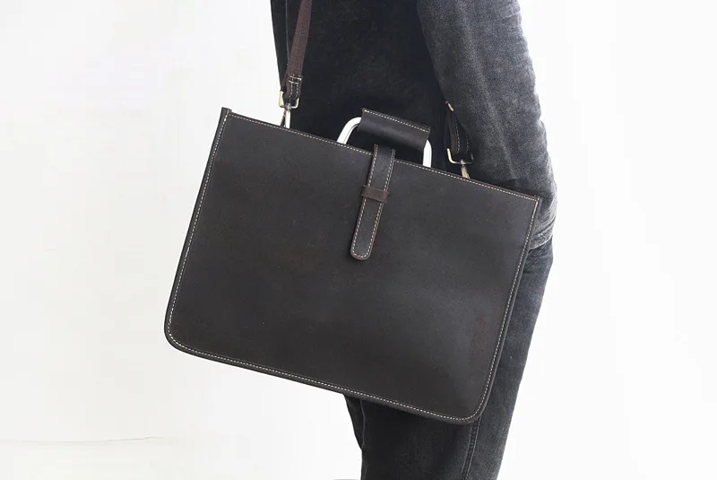  2019 new style leather rectangle thin business bag office laptop bags