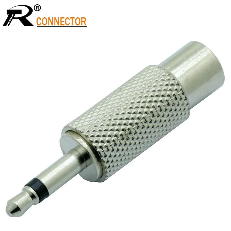

High quality metal RCA connector adapter Jack 3.5mm mono plug to RCA female jack socket converter audio extension connector 1pc