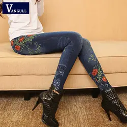 Vangull женские леггинсы из искусственной лосины из джинсовой ткани, сексуальные длинные весенне-зимние леггинсы с карманами, повседневные