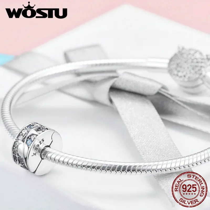 WOSTU Authentic 100% 925 Sterling Silver Universe Planet Beads Fit Charm Bracelet Pendant Delicate Elegant Jewelry Gift FIC985