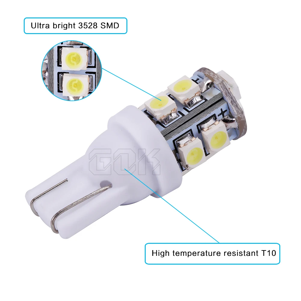 100 шт. T10 10SMD светодиодный 3528 1210 smd w5w t10 10 светодиодный Автомобильный светодиодный свет w5w t10 светодиодный автомобильные лампы клиновидный для салона автомобиля-Стайлинг