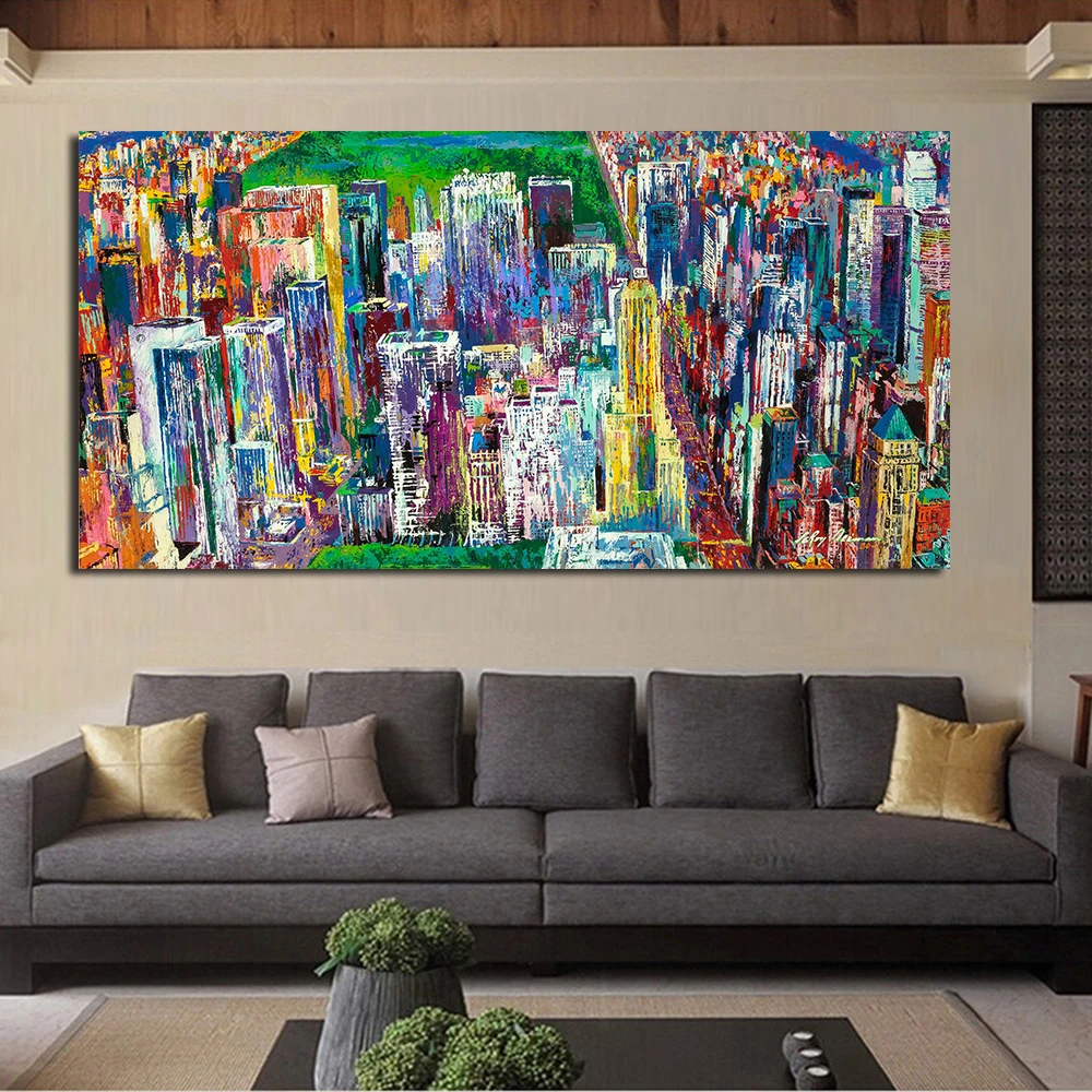 QC992-LEROY NEIMAN (American 1921-2012) Manhattan Panorama-2