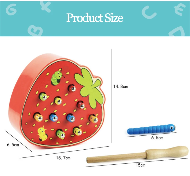 3D деревянная головоломка ловить червя Магнитная игра Когнитивная клубника яблоко Ранние развивающие игрушки подарки для детей Детские