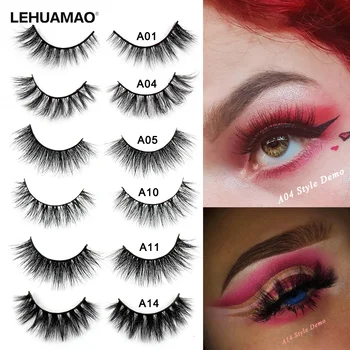 

LEHUAMAO False Eyelash 3D Mink Eyelashes Cruelty Free Natural Eyelash Fluffy Long Cross Thick Mink Lashes Handmade Eye Lashes