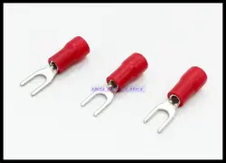 300 шт./лот sv1.25-6 Красный 22-16 awg 0.5-1.5mm2 вильчатый терминалов кабель Провода Разъем изоляцией проводки терминалы Фирменная Новинка