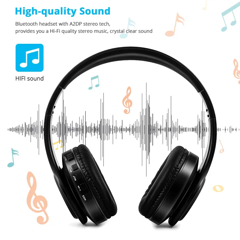 Adjustable Over Ear Bluetooth Headphone Hi Fi Stereo Wireless Earphone Handsfree Headset with Mic for iPhone x 8 7 xs for Xiaomi