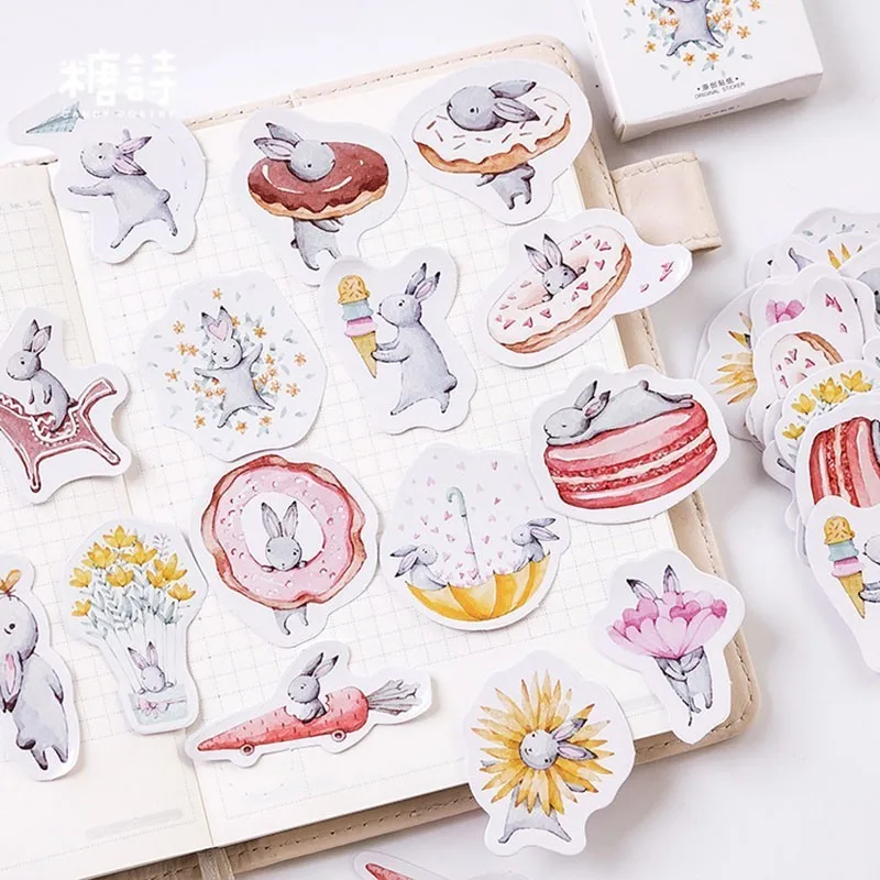 Милые наклейки кроликов Скрапбукинг DIY Дневник наклейки пуля журнал канцелярские принадлежности Школьные принадлежности