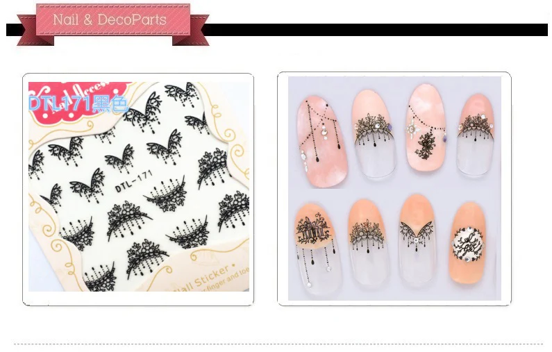 

30 Styles! Fashion Nails Art Manicure 3D Black Decorations Design Back Glue Nail Stickers For Nails Tips Beauty