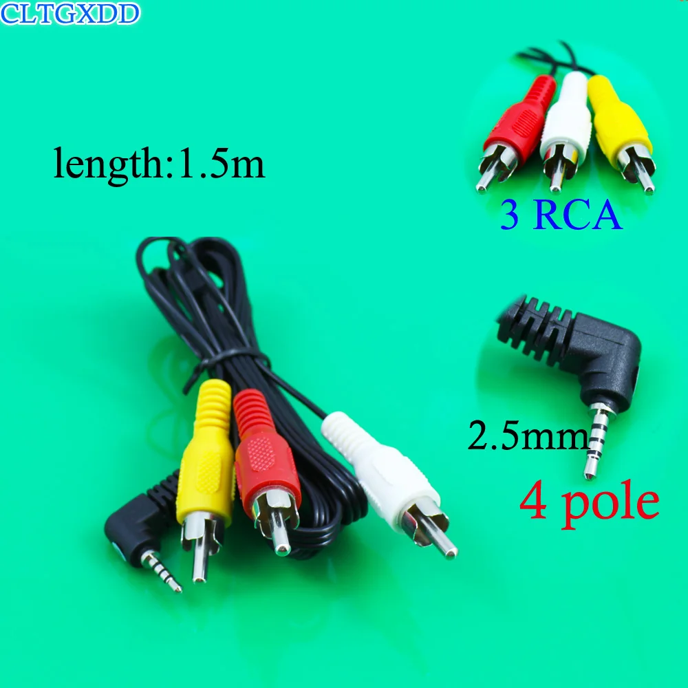 

4 pole 2.5 3RCA TV Cable RCA AV Video R L Audio Line Cable 90 degree Bend 2.5 Male 3 RCA Female Audio Video Cable line