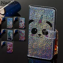 Блестящий чехол-книжка с единорогом для samsung Galaxy A10 A20 A30 A40 A50 A70 A40S M10 M20 M30 Ретро Стильный чехол-книжка