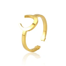 Золото из нержавеющей стали регулируемое лунное кольцо полумесяц Mako Moon двойное кольцо с рогом минимализм ювелирные изделия