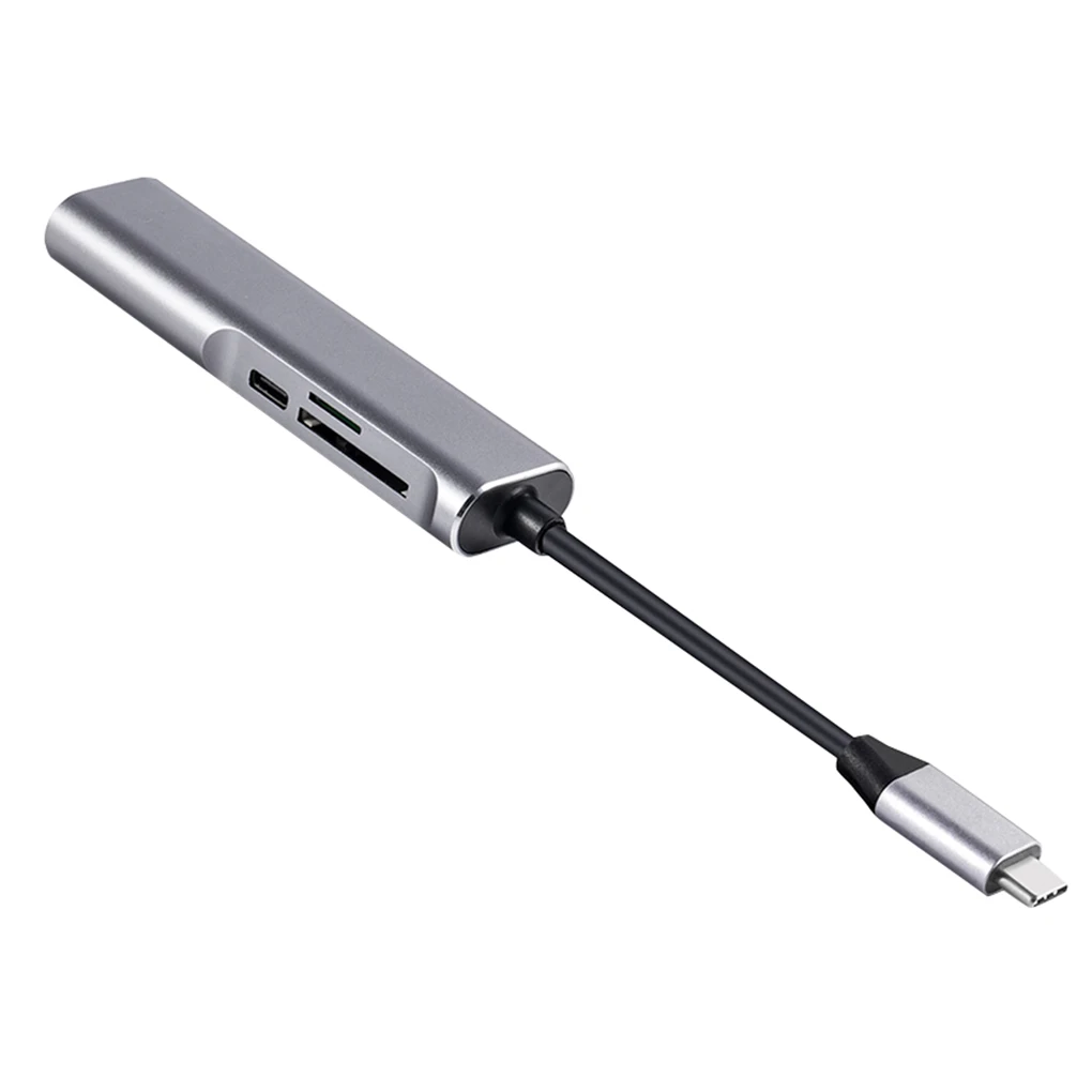 Алюминиевый сплав HD type-C концентратор адаптер USB-C концентратор адаптер док-станция 5 в 1 концентратор SD/TF кард-ридер адаптер питания