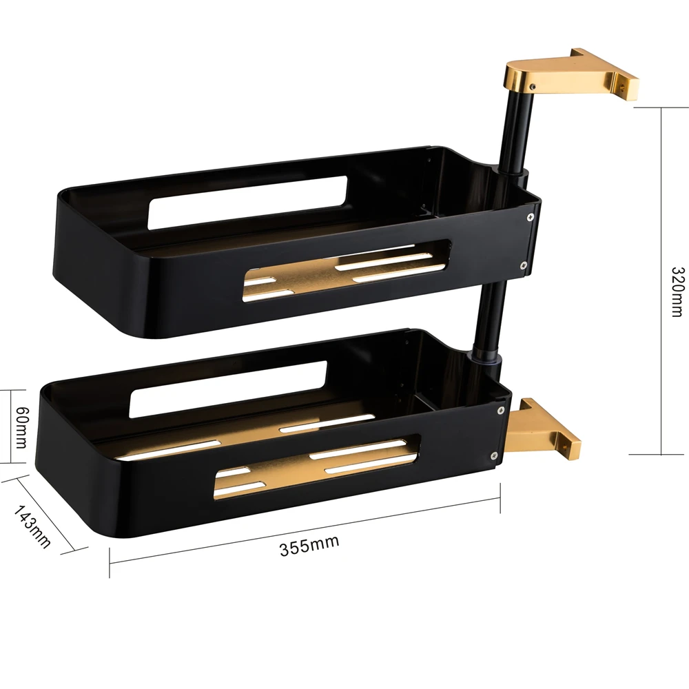 Luxury Rotate Kitchen Shelves Bathroom Shelves Multi Function 2-3 Tier Bathroom Shelves Cosmetic Shelves Shampoo Towel Rack Mci2
