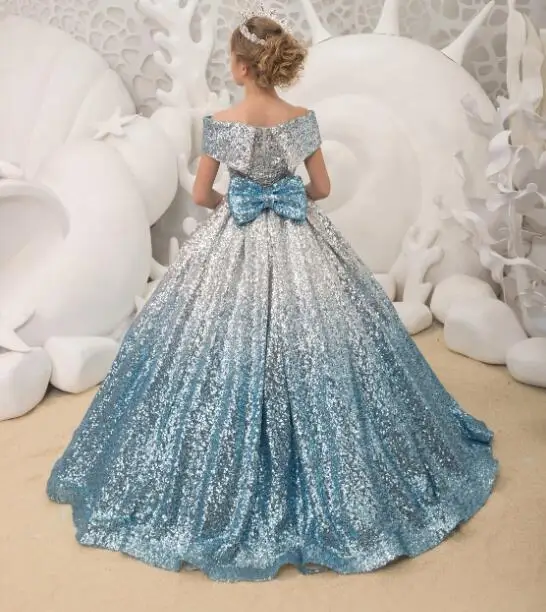 ice blue flower girl dresses