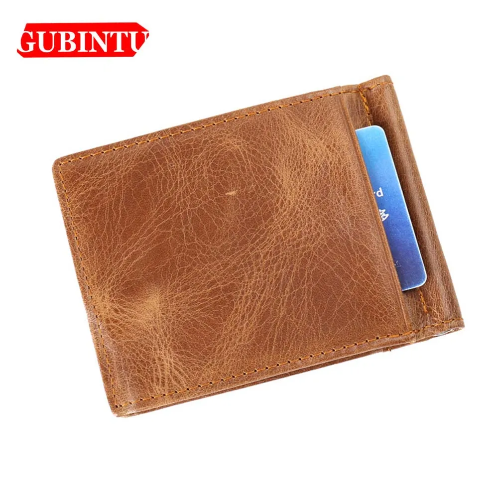 GUBINTU мужской кошелек из натуральной кожи Rifd, держатель для карт, коричневый, черный, короткий кошелек для карт, повседневный высококачественный брендовый кошелек для мужчин