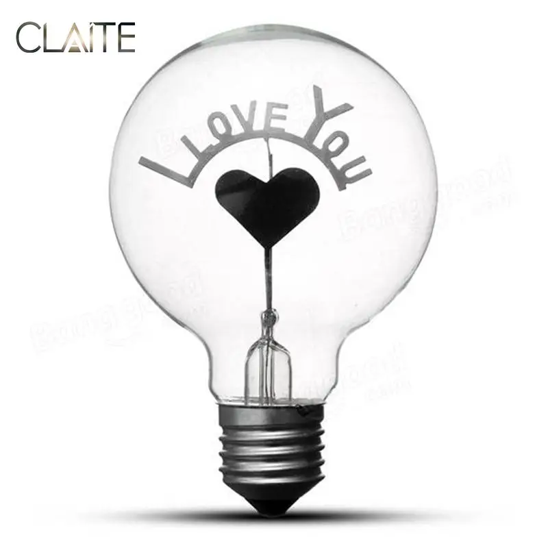 CLAITE E27 1,5 Вт Винтаж Edison один двойной нити сердца теплый белый свет лампы накаливания AC220-240V