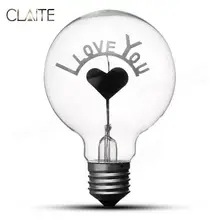 CLAITE E27 1,5 Вт Винтаж Edison один двойной нити сердца теплый белый свет лампы накаливания AC220-240V