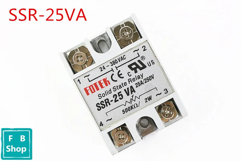Твердотельное реле SSR-25VA 25A 500K ohm TO 24-380V AC SSR 25VA регулятор сопротивления 1 шт. |