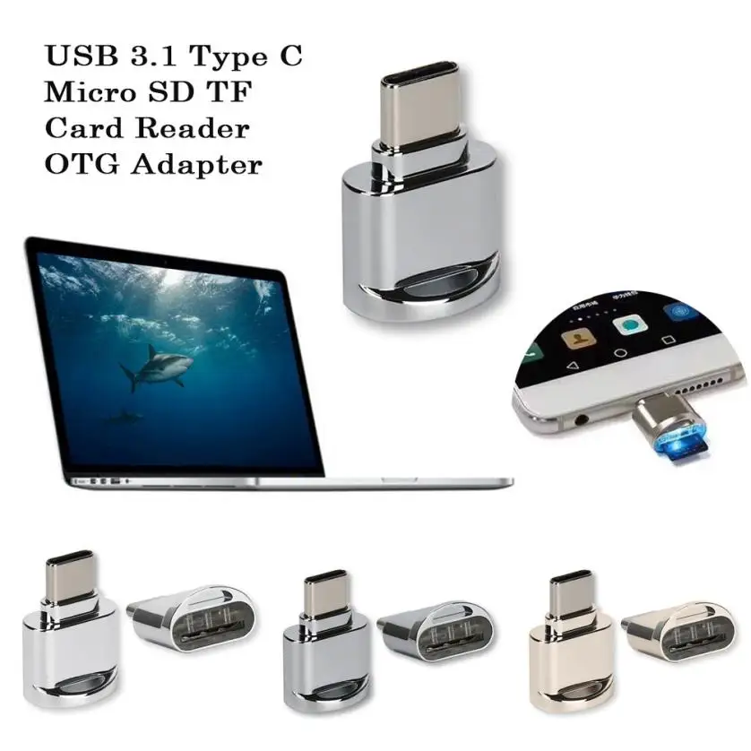 Дропшиппинг type C USB 3,1 Micro SD TF кард-ридер Auminum сплав OTG адаптер для смартфона планшет кард-ридер