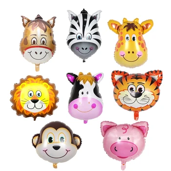 

50pcs/lot 64*46cm Animal Head Foil Balloons Horse Cow Pig Lion Head Helium Balloon Birthday Party Animal Theme Decor Globos