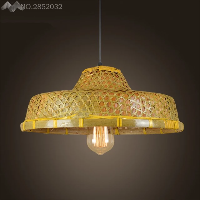Lfh Southeast Asian Hand Made Straw Hat Pendant Lamps Image