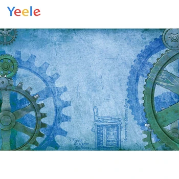 

Yeele Stream Punk Gearwheel Machine Blue Gradient Photography Backgrounds Customized Photographic Backdrops for Photo Studio
