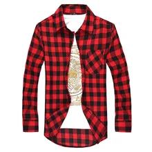 Мужская клетчатая деловая рубашка 2019 Осенняя мужская модная тонкая рубашка с длинными рукавами мужская повседневная клетчатая рубашка