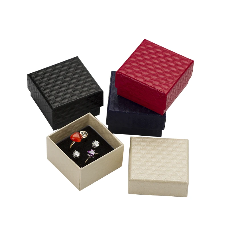 5*5*3 см шкатулка для ювелирных изделий 48 шт. разноцветный черный спонж Алмазный Узор бумажное кольцо/коробка для сережек упаковка белая подарочная коробка