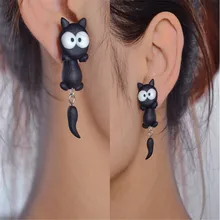 COOL Style Personalized 100 handmade polymer clay accessories earring earrings for women cartoon Cat ear stud