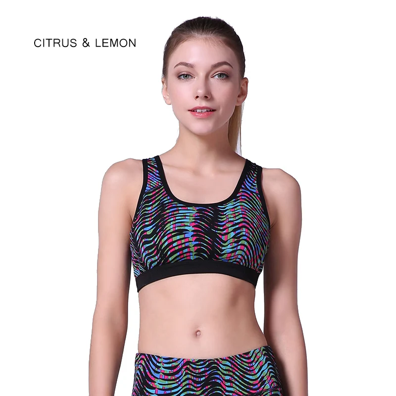 CITRUS&LEMON yoga bra tops women full up colour stripe bras crop tops