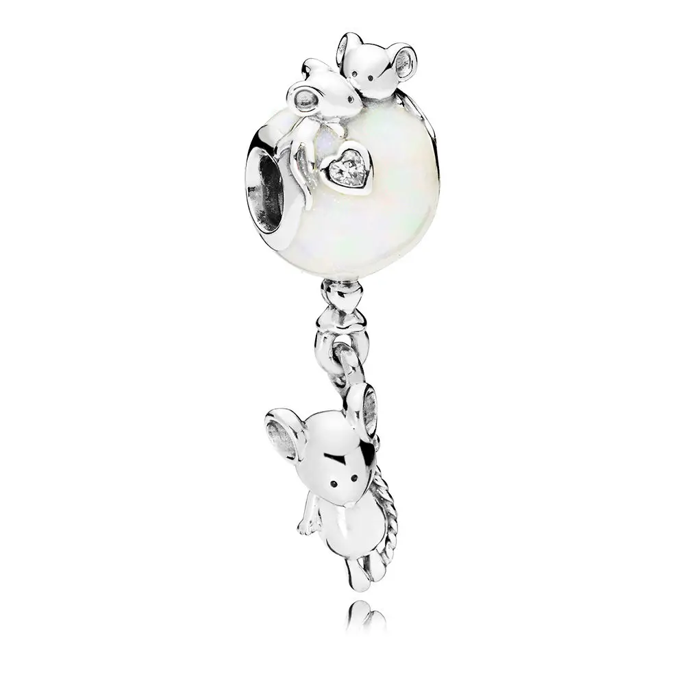 

Authentic 925 Sterling Silver Mouse & Balloon Dangle Charm Bracelet Fit Pandora Bracelet DIY Jewelry