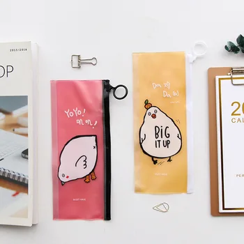 

Kawaii Chick Pencilcase Cute Cartoon Simple Sealed Ring Storage Bag Plastic Pencil Case Creative Student Stationery Child Gift