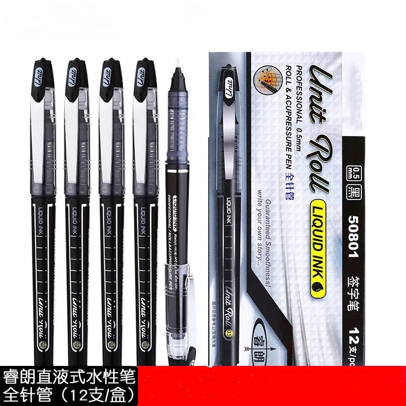 

High quality Signature pen liquid ink pen office student warhead 0.5mm full needle 50801 black 6/12pcs