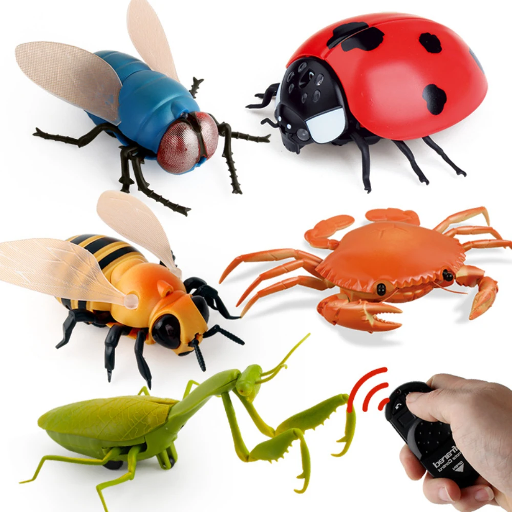 Инфракрасные радиоуправляемые игрушки для животных, насекомых, имитация паука, пчела, летающий краб, божья коровка, мантис, игрушечный Электрический робот, Хэллоуин, шалость, насекомые, детские игрушки