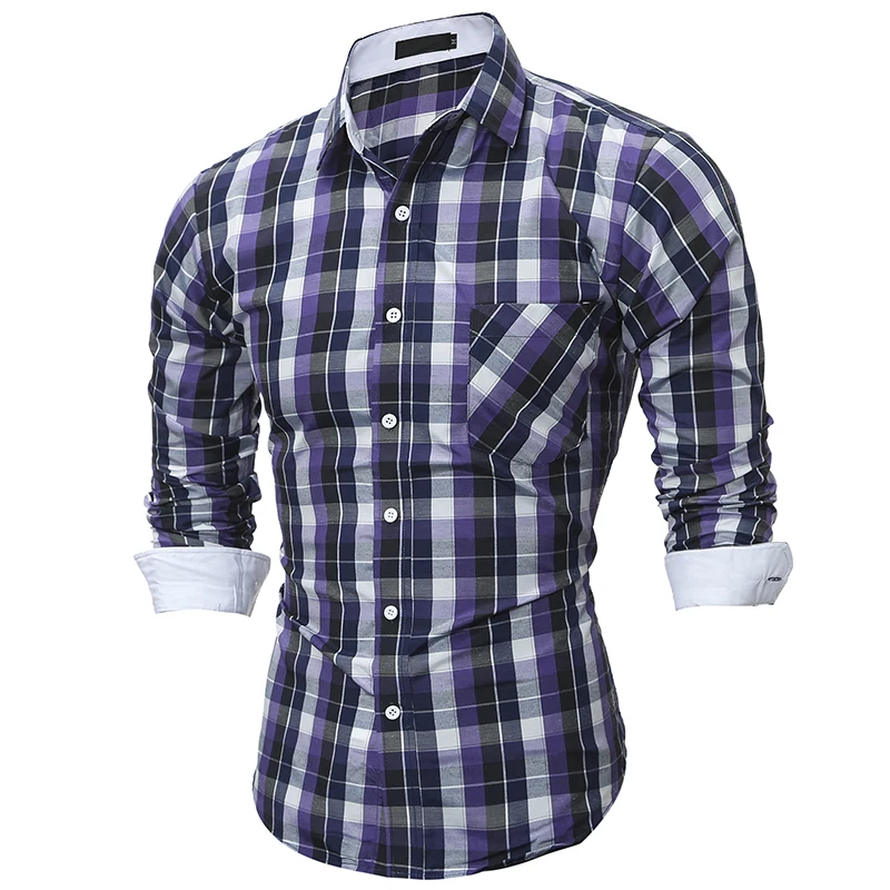 2017, Новая мода Для мужчин S Рубашки в клетку хлопок высокое качество Сорочки выходные для мужчин Для мужчин Повседневное Slim Fit рубашка с