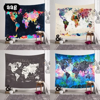

World Map Hanging Wall Tapestry Retro Wall Hanging Beach Picnic Blanket Travel Camping Pad Living Room Bedroom Home Decorations