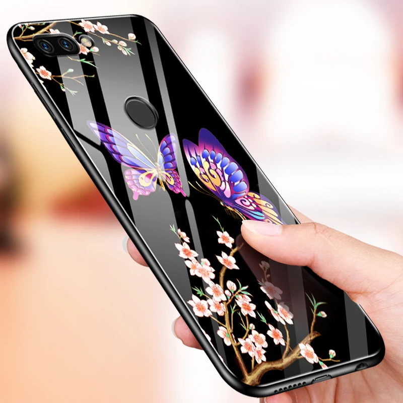 GKK Модный чехол для Honor 9 задняя крышка из стекла и мягкого ТПУ Оригинальная