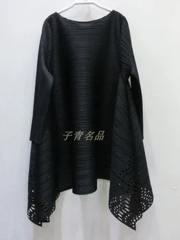

FREE SHIPPING pure color fashion fold three quarter Hollow out T-shirt IN STOCK