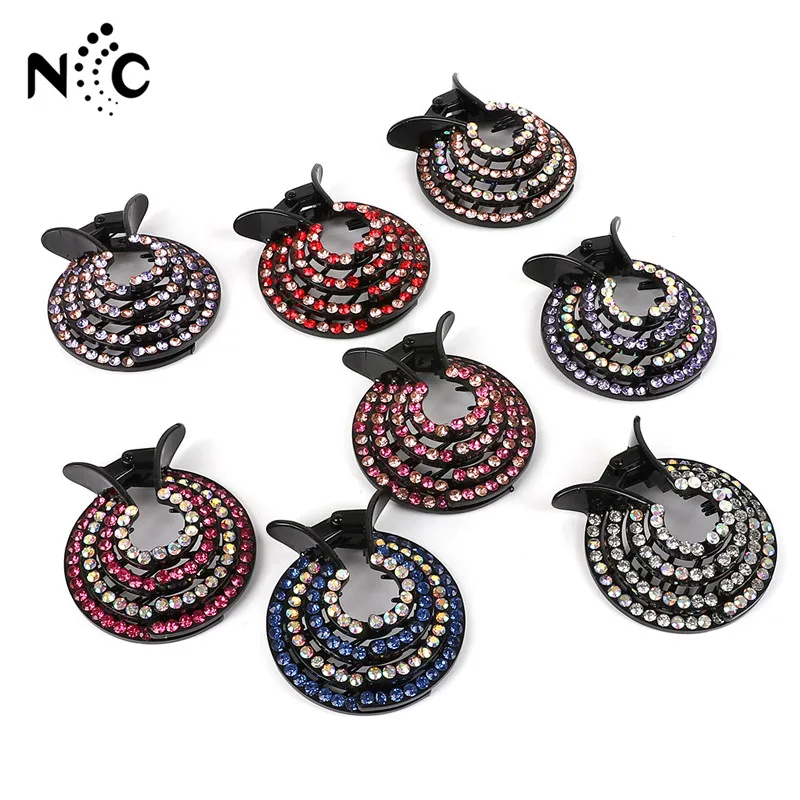 

New 1PC Colorful Hair Clips Expanding Hairpins For Women Plastic Ponytail Holder Crystal Bud Hair Claw Hairgrip Hair Accessories
