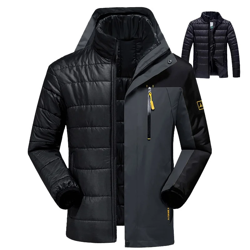 

Men Winter Warm Jacket Men 2 in 1 Thicken Thermal Parkas Coats Mens Outwear Windbreaker Waterproof Hooded Jacket Plus Size 6XL