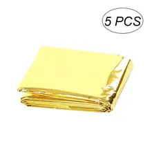 5 шт., одеяло для сна, для походов, альпинизма, экстренного спасания, выживания, светоотражающее одеяло 160x210 см(Золотой