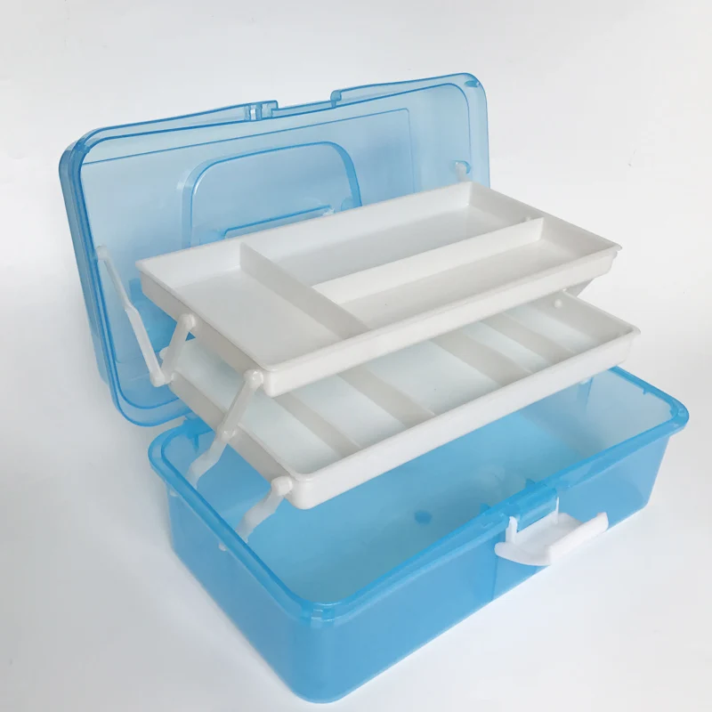 Коробка для хранения, 3 слоя, многофункциональный чехол для хранения, профессиональная коробка для маникюра, маникюрный набор, коробка для макияжа, большой размер, синяя