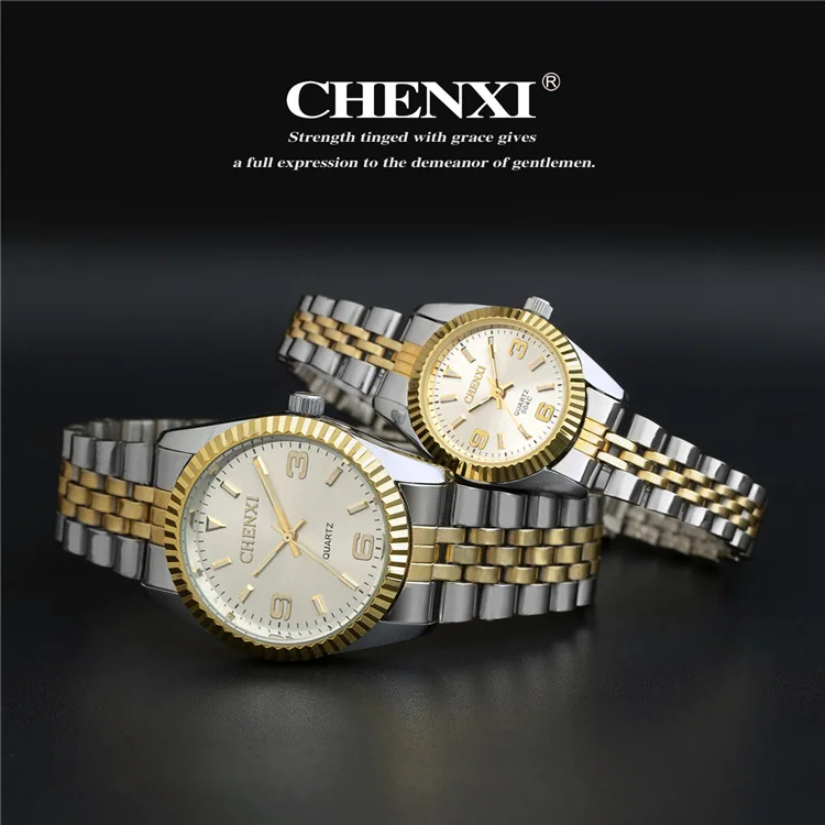 CHENXI Лидирующий бренд часы женские кварцевые часы для женщин и мужчин Простой циферблат влюбленных Кварцевые модные наручные часы для отдыха Relogio Feminino