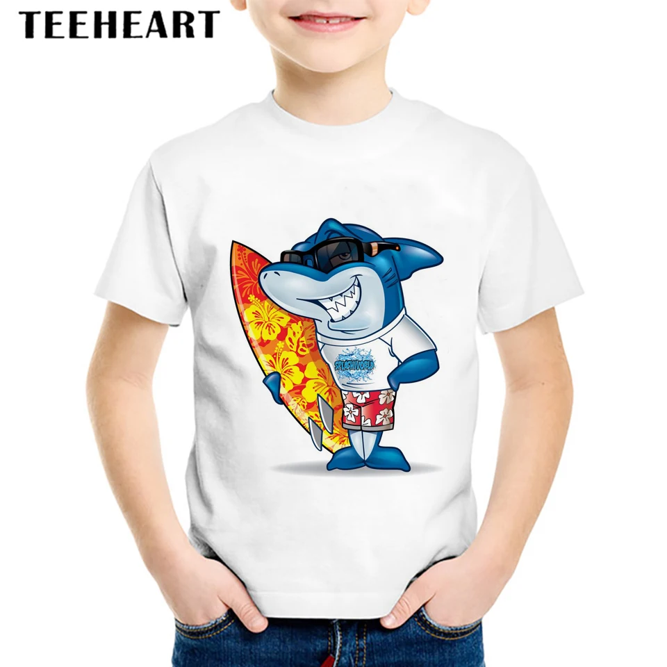 

2017 Children fashion Cartoon shark T-Shirts Kids Summer Tops Girls Boys Short Sleeve T shirt summer Clothes