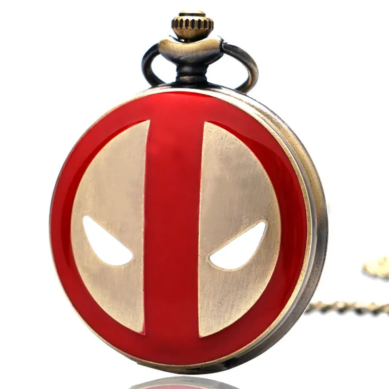 2019 Новая Мода Дэдпул косплэй аниме мультфильм для мужчин Pocketwatch современный кулон кварцевые карманные часы с цепочки и ожерелья цепи FOB