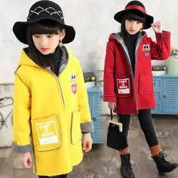2018 Демисезонный детская куртка для девочек с капюшоном и принтом для девочек верхняя одежда пальто для возраста 4 до 11 лет дети Зимняя