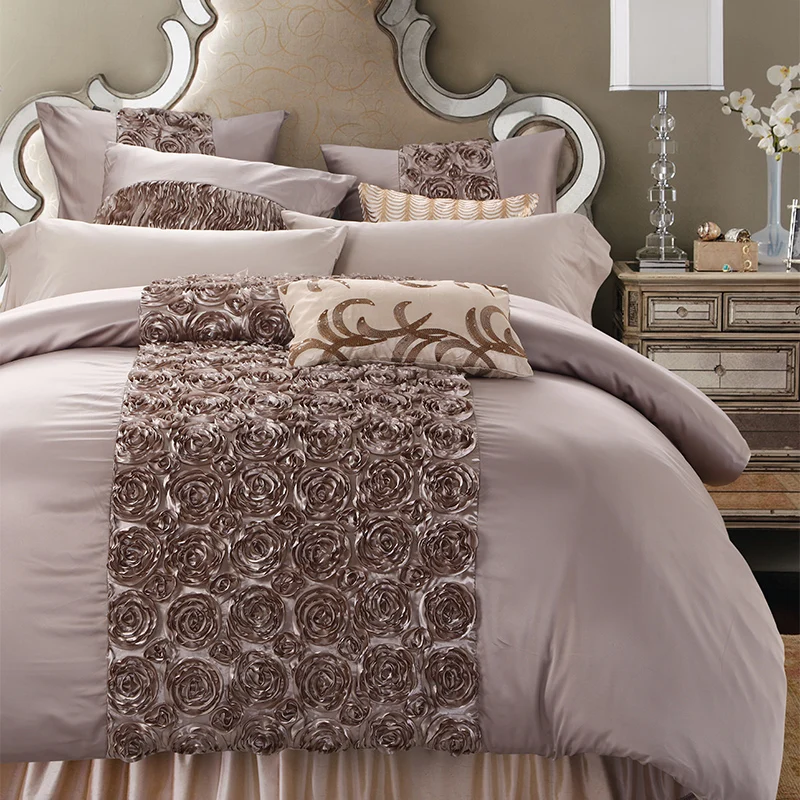 Supérieur Housse De Couette Lit King Size #1: SunnyRain 4/6-Pièces Travail Manuel Rose En Forme De Mariage De Luxe Ensemble Supérieur Housse De Couette Lit King Size #1: SunnyRain 4/6-Pièces Travail Manuel Rose En Forme De Mariage De Luxe Ensemble