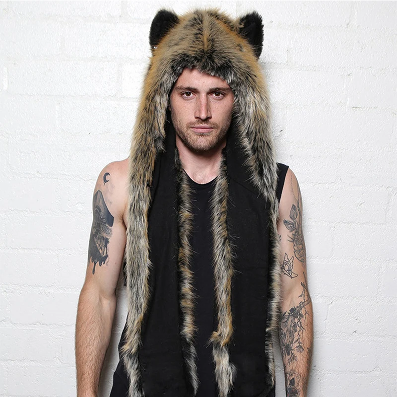 

HONGZUO 2017 Winter Warm Faux Fur Hat Scarf Ear Design Unisex Animal Hat Scarf Glove Sets Accessories PC196