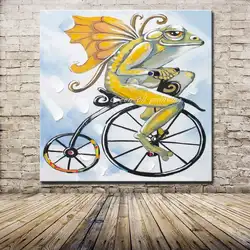 Новая настенная живопись ручная роспись Хамелеон мультфильм животное картина маслом на холсте Настенная картина для гостиной украшения