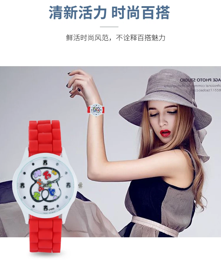 Роскошные брендовые Силиконовые кварцевые часы с медведем reloj mujer женские часы желе повседневные женские наручные часы Relogio Feminino